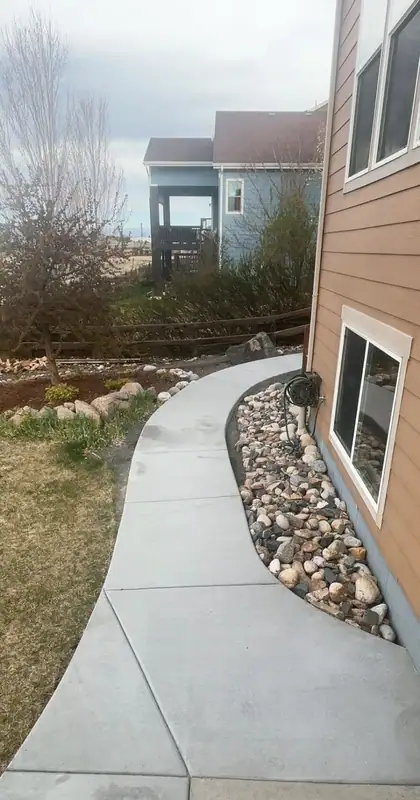 Walkway with River Rock Edging