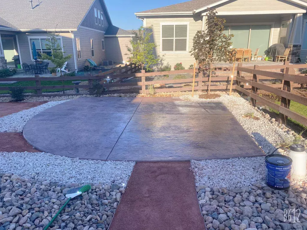 Stamped concrete patio in backyard, Stamped and Decorative Concrete