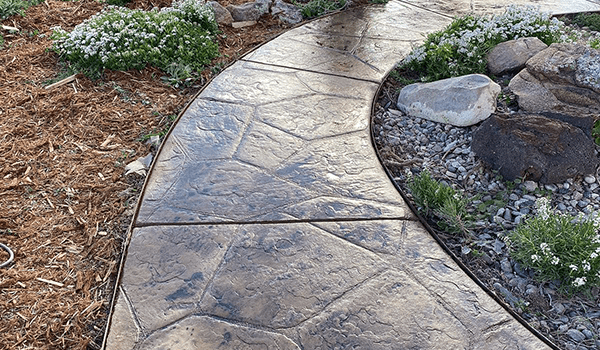 Concrete stamped sidewalk